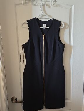 Julia JORDAN  Navy Blue (almost black) Sleeveless Zip-Front Midi Dress